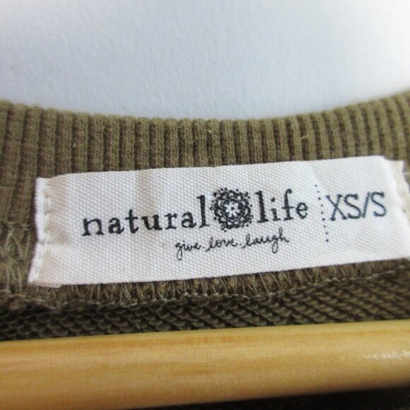 Natural Life Sweater Dress XS S Green Cotton Blend Tiered Oversized Boho 820 - Picture 3 of 13